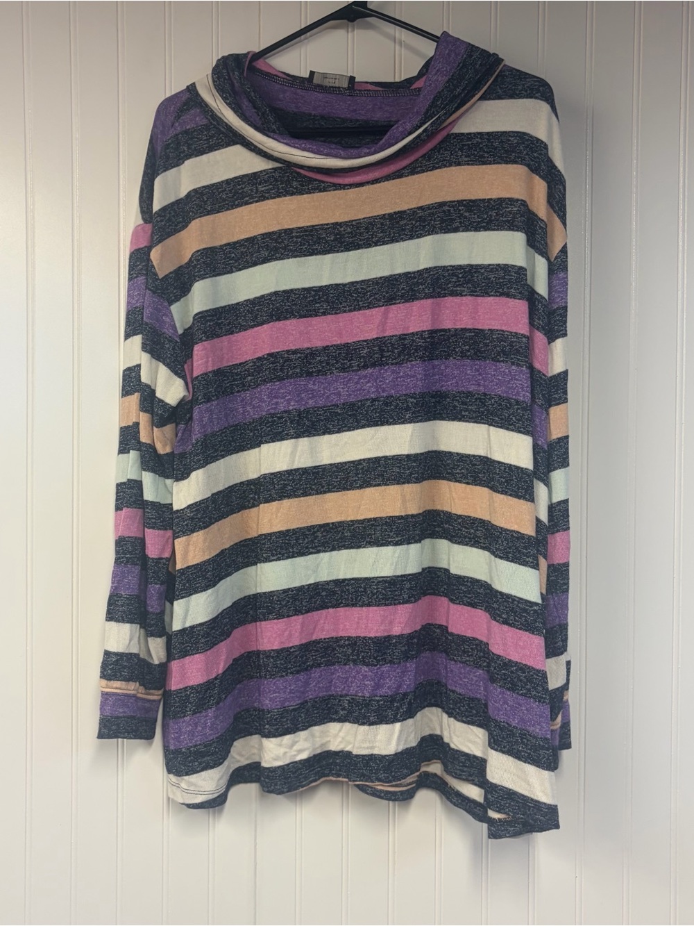 Lane Bryant Striped Cowl Neck Women's Thin Sweater - Multicolor 18/20 Knit